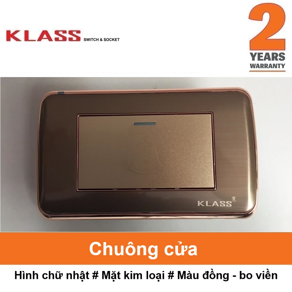 (Công tắc ổ cắm KLASS) Công tắc chuông cửa, hình chữ nhật, màu vàng đồng, KLASS 118KV1 118KV1-001