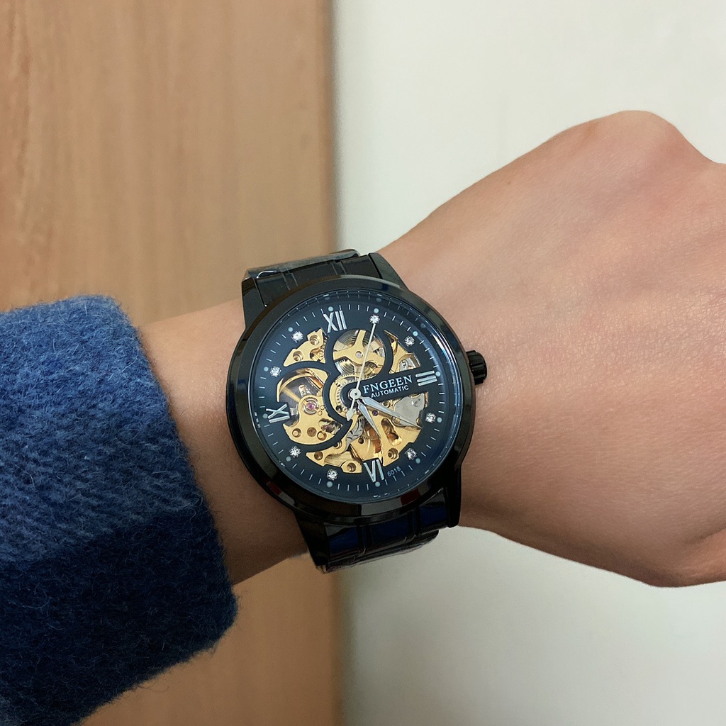 Đồng hồ nam Fngeen lộ máy automatic,, Đồng hồ Cơ Nam Thép không gỉ cao cấp kèm hộp và thẻ bảo hành