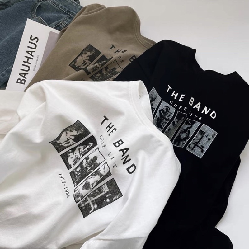 Áo Phông 3158 Nam Nữ, Áo Thun Tay Lỡ Oversize From Rộng Chất Coton in hình THE BAND
