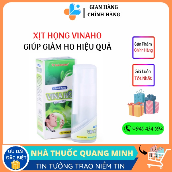 Xịt họng Vinaho - Giúp Giảm ho Vệ sinh họng khử hôi miệng, ho gió, ho khan, ho dị ứng thời tiết