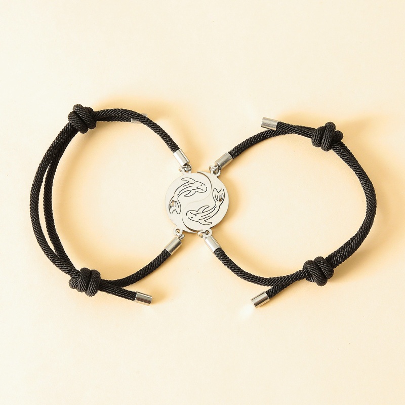 Vòng Tay Âm Dương Bằng Thép Không Gỉ Phong Cách Âu Mỹ