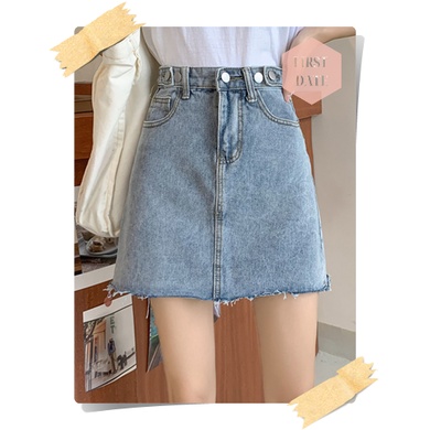 (SẴN) Chân váy bò chân váy Jean FIRSTDATE Thời Trang Nữ Hàn Quốc- chân váy bò chữ a ngắn dáng công sở trẻ trung | BigBuy360 - bigbuy360.vn