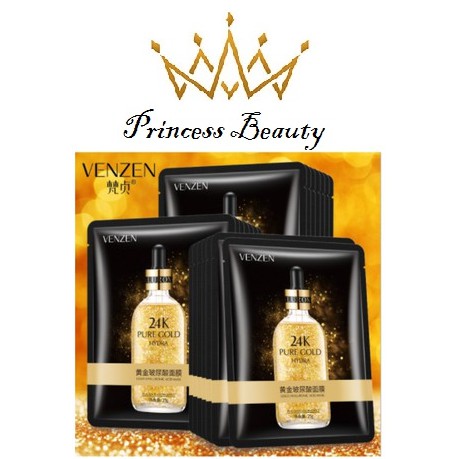 Mặt nạ tinh chất vàng 24K Pure Gold Venzen dưỡng trắng, cấp ẩm, tăng đàn hồi cho da