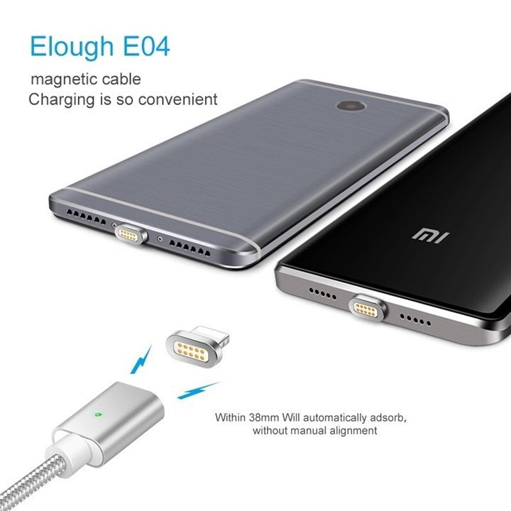 Cáp Sạc Hít Nam Châm 2.4A Elough E04 2in1 Lightning Và MicroUSB Chính Hãng Phân Phối