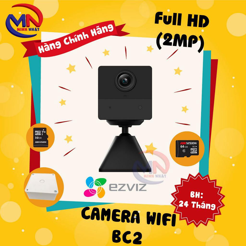 Camera Wi-Fi EZVIZ BC2 Không Dây Pin Sạc 2000 mAh, FHD 1080P, Hỗ Trợ Thẻ Nhớ