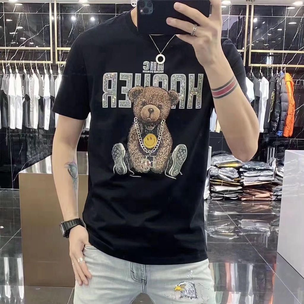 Áo Thun cotton Tay Ngắn Ôm Dáng Thoáng Khí Màu Sắc Kim Cương Phong Cách Hàn Quốc Cho Nam