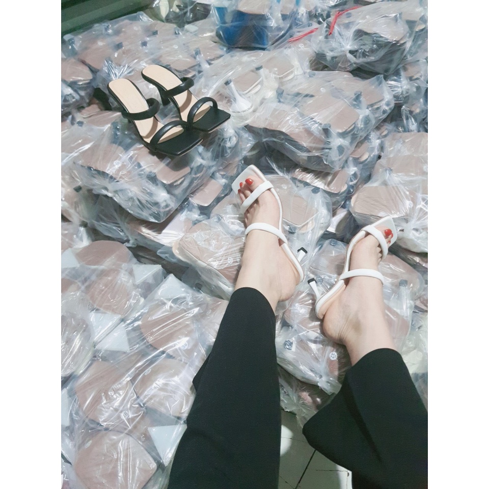 ZZ99- Guốc cao gót lê trơn gót mảnh 7p mã S90- dép quai thừng 7 phân (2 quai ngang 7cm)