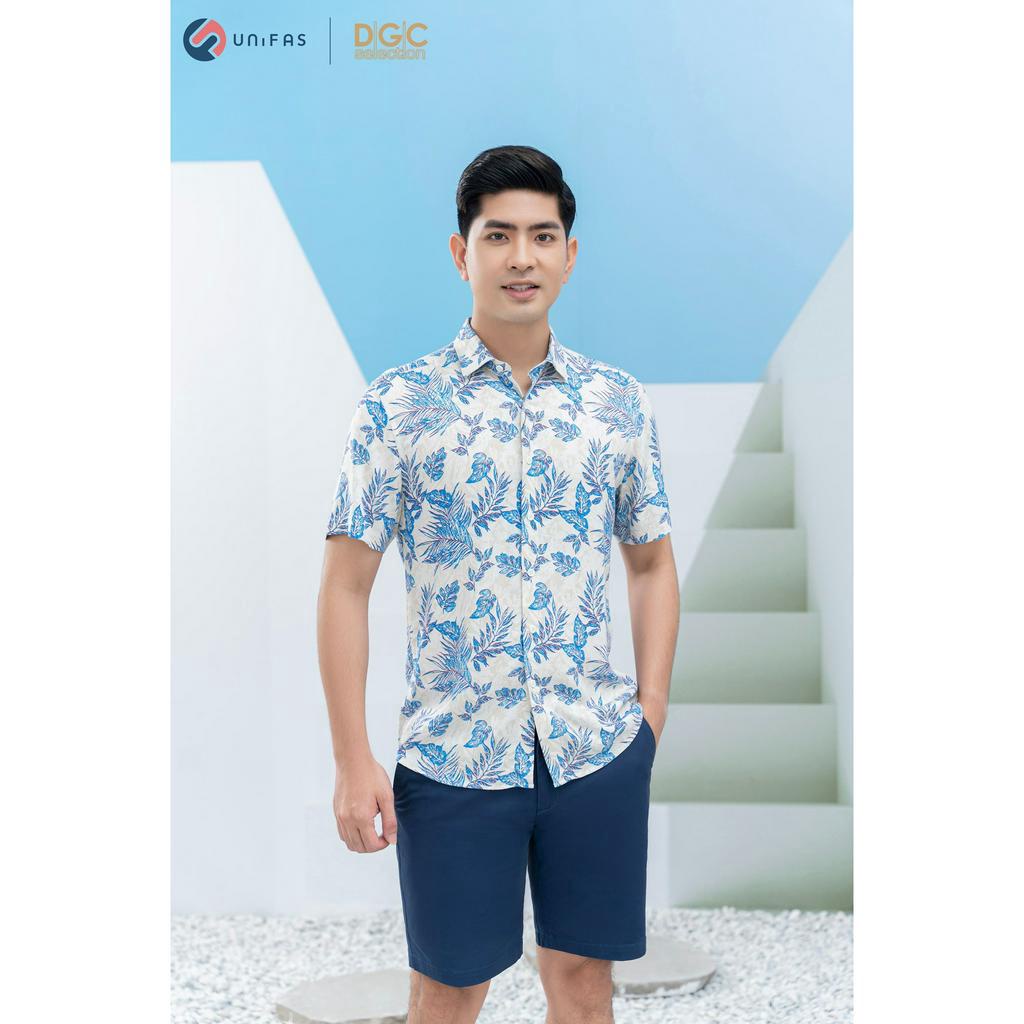 Áo sơ mi họa tiết ngắn tay DGC - SASNBC13M dáng suông, chất liệu tơ tằm nhân tạo thoáng mát, thấm hút tốt, độ bền cao