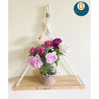 Kệ dây thừng decor treo tường - bông decor