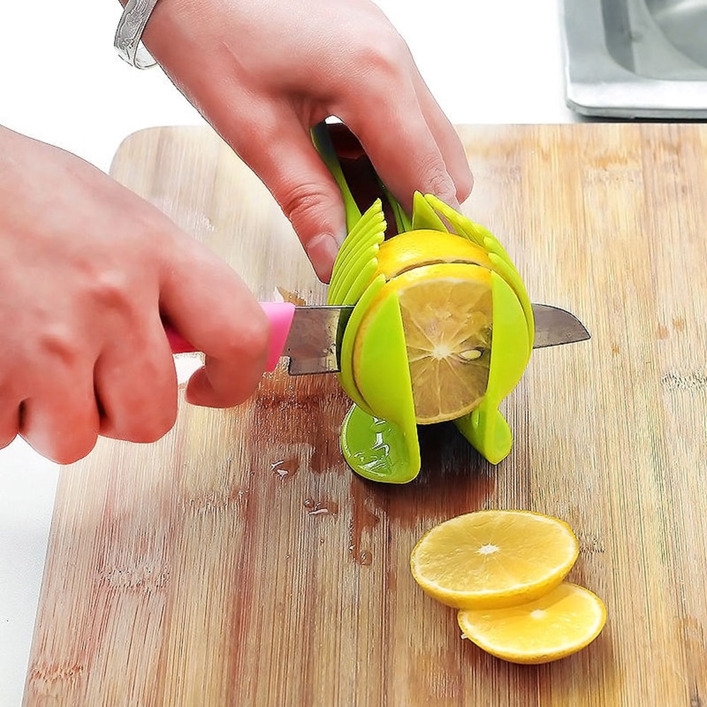 【BH】 Máy cắt lát khoai tây bằng nhựa Công cụ cắt cà chua Máy cắt vỏ chanh Dụng cụ nấu ăn Bếp