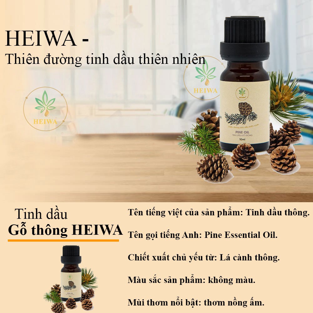 Tinh dầu Gỗ Thông dng tích 5ML thương hiệu HEIWA đầy đủ kiểm định