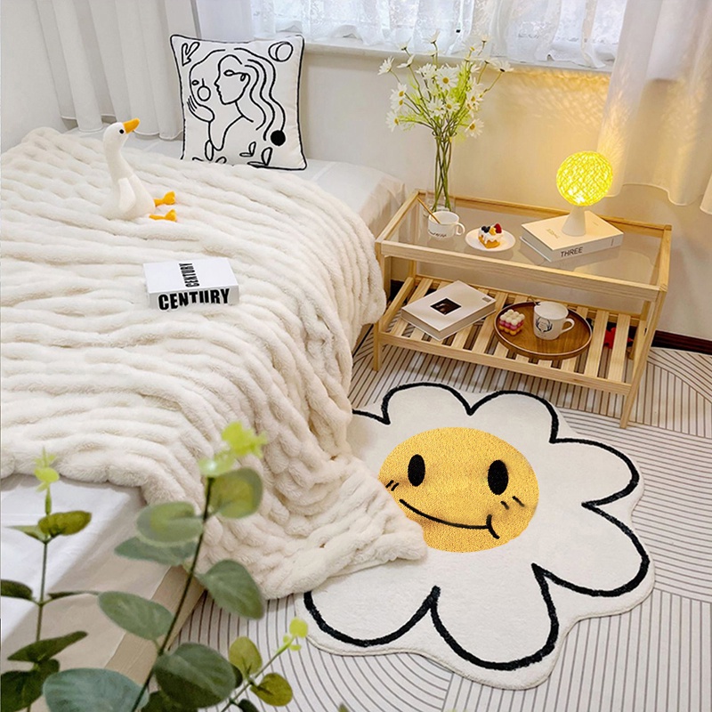 Thảm Chùi Chân Chống Trượt Họa Tiết Mặt Cười Trang Trí Phòng Khách