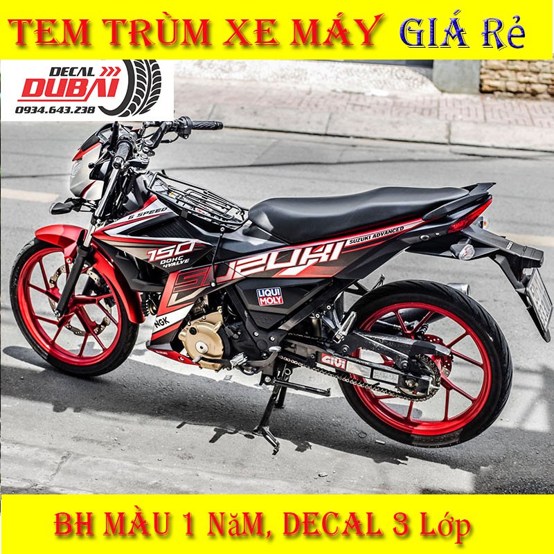 Tem Trùm Satria Raider Đen Đỏ Thể Thao Mẫu Mới