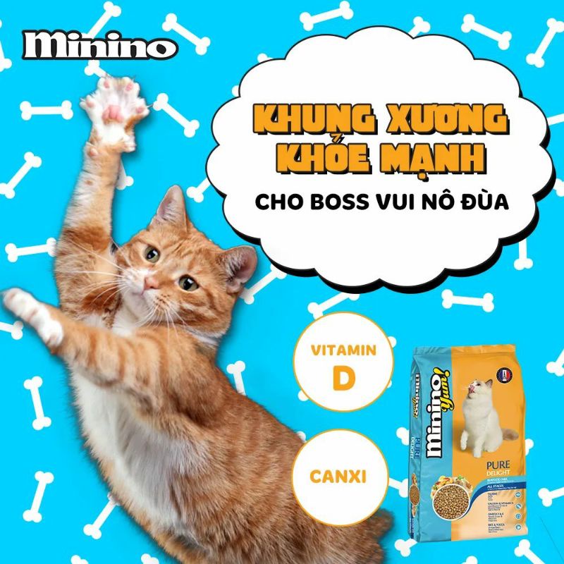 [MININO YUM HẢI SẢN] [1,5KG] Thức ăn hạt cao cấp Minino Yum cho mèo mọi lứa tuổi - Vị hải sản