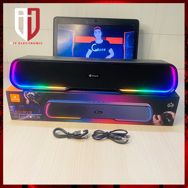 Loa bluetooth soundlbar Kisonli Led-913 máy tính nghe nhạc led RGB loa vi tính bass mạnh