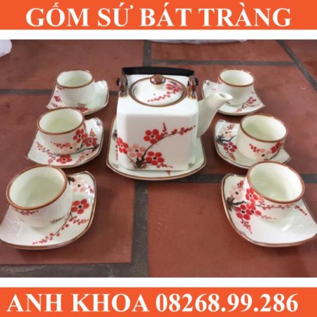 Ấm chén quai đồng Bát Tràng - Gốm sứ Bát Tràng Anh Khoa