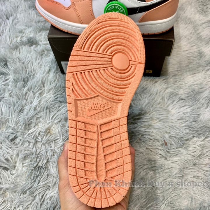 [ Pkdsneaker ] Giày sneaker Jordan mid hồng đen trắng gs pink quartz cổ cao dành cho nữ