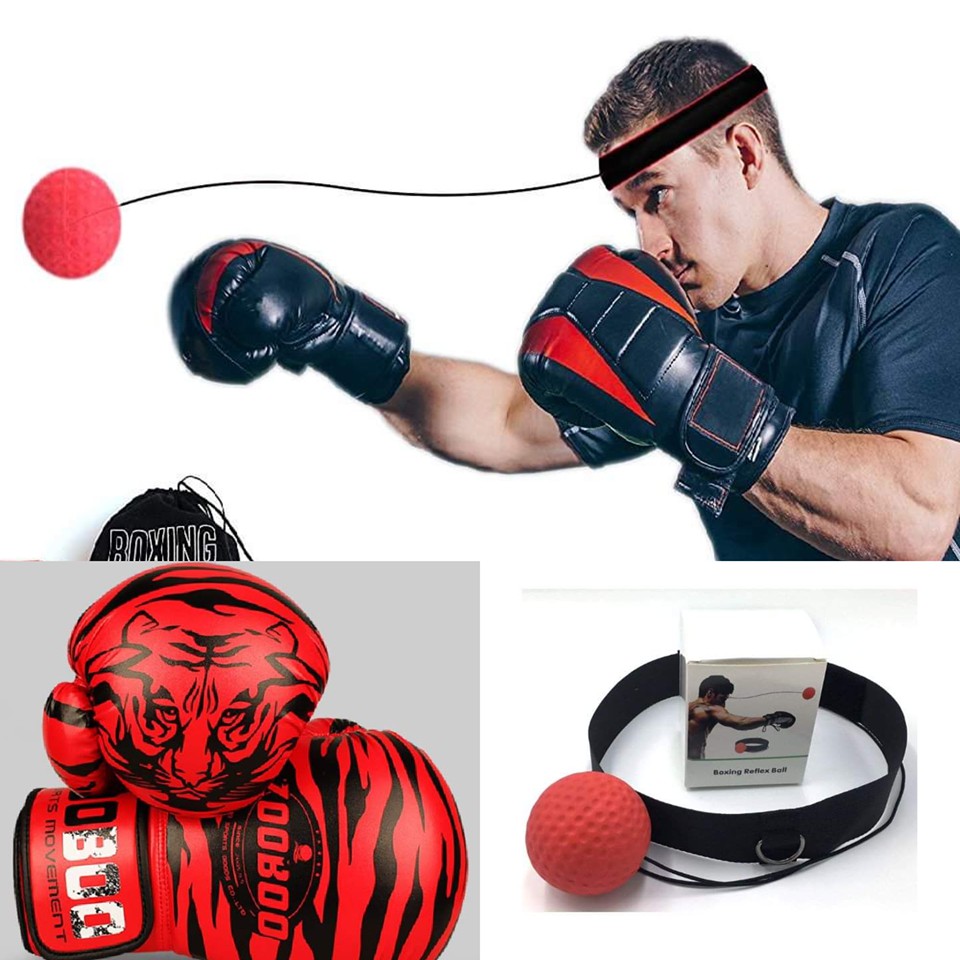 Găng Tay Boxing Đấm Bốc ZooBoo Chính Hãng + Bóng Đấm Phản Xạ Boxing Treo Đầu - Dụng cụ tập võ thuật boxing chuyên nghiệp