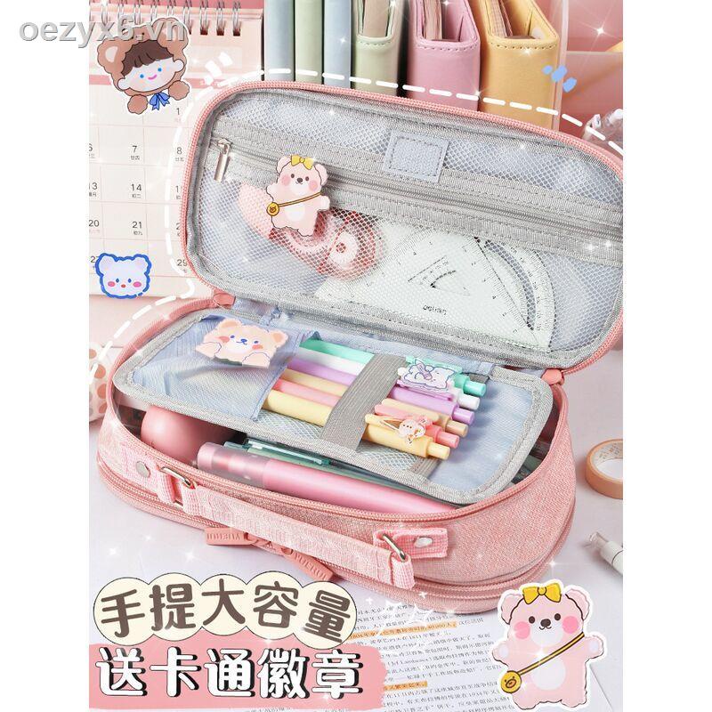 Túi đựng bút bằng vải canvas đa năng sức chứa lớn phong cách Nhật Bản Hàn Quốc mới 2021 dành cho học sinh nữ