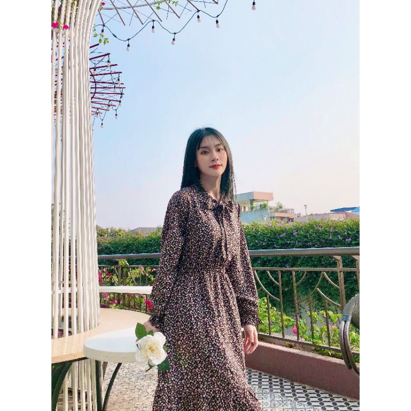 Váy hoa nhí - váy vintage cổ nơ | BigBuy360 - bigbuy360.vn