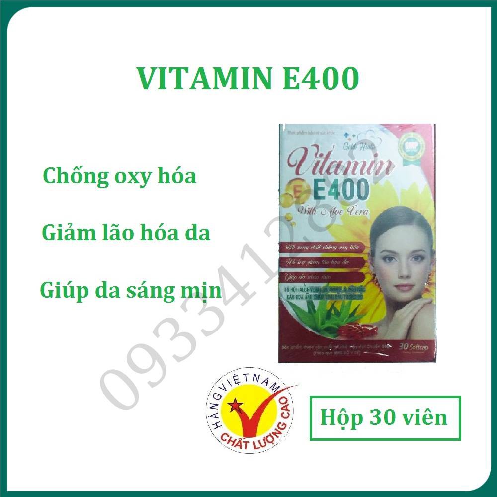 Vitamin e 400 Gold Healt hộp cao cấp 30 viên hỗ trợ làm đẹp da, giảm lão hóa hiệu quả, Quà tặng 20 11