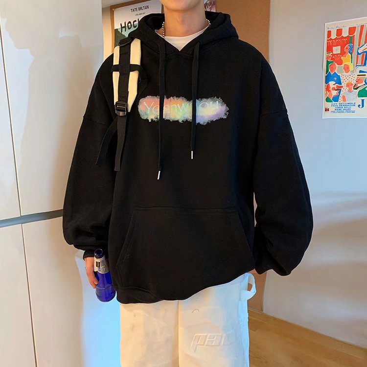 Áo hoodie ngoại cỡ tay dài in họa tiết thời trang Hàn Quốc cho nam