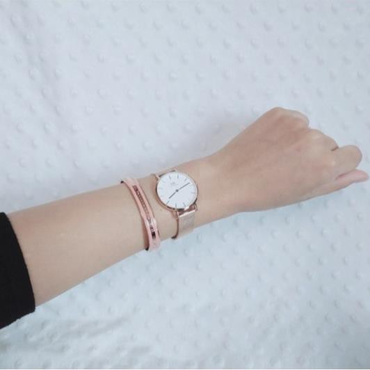 Vòng Tay Nam Nữ Daniel Wellington Classic Emalie Bracelet Dusty Rose DW Cuff Unisex Chính Hãng - OtisWatch