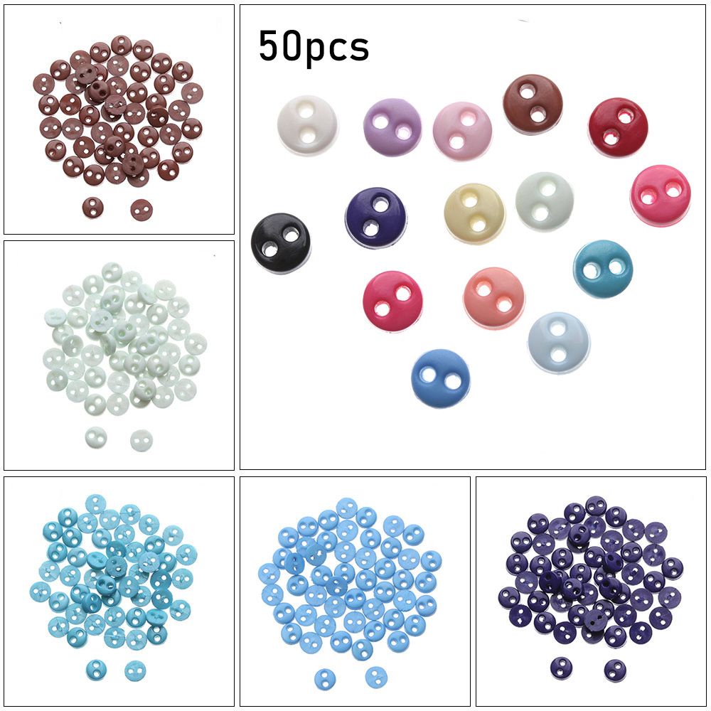 Bộ 50 nút nhựa mini màu kẹo dễ thương cho búp bê 4mm