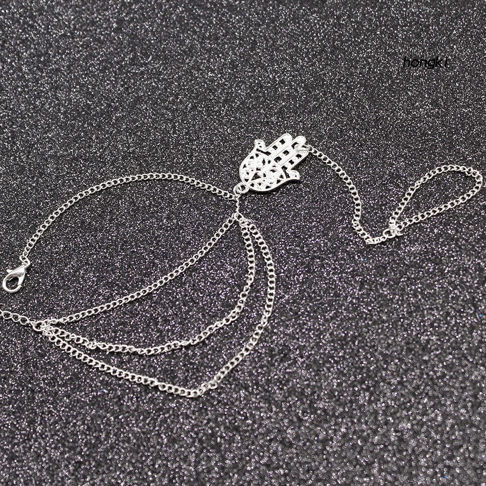 Vòng tay phối nhẫn mặt hình bàn tay hamsa độc đáo thời trang cho nữ