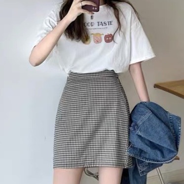 [HÀNG CÓ SẴN] Chân váy chữ A công sở lưng cao kẻ Caro có quần trong CMN21A_106.002 (ẢNH THẬT) | BigBuy360 - bigbuy360.vn