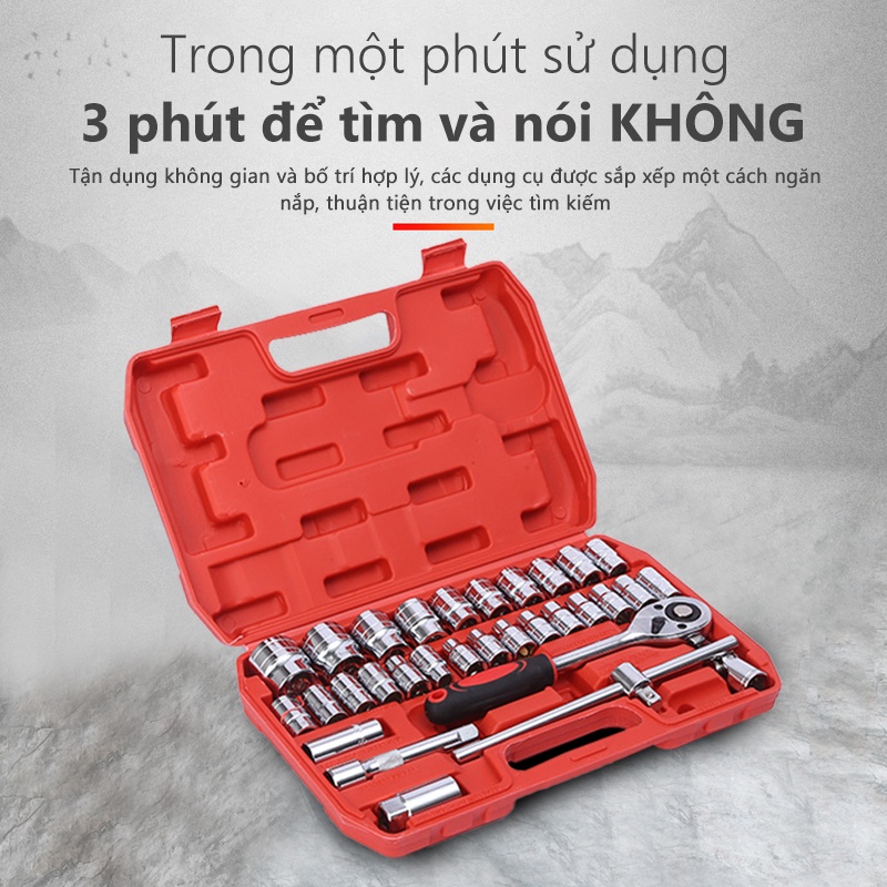 YB04 Bộ khẩu sửa chữa - Bộ dụng cụ 32 chi tiết mở bu lông ốc vít - sửa chữa ô tô xe máy đa năng ba0707818053