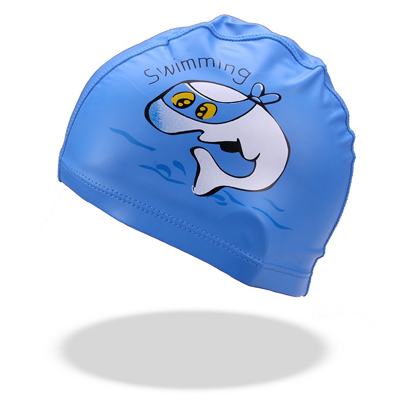 Mũ Bơi Da PU Bảo Vệ Tai Chống Thấm Nước Họa Tiết Hoạt Hình Dễ Thương Cho Bé