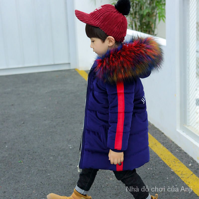 Korean Version Winter Long Baby Boys Velvet Thick Cotton Jacket