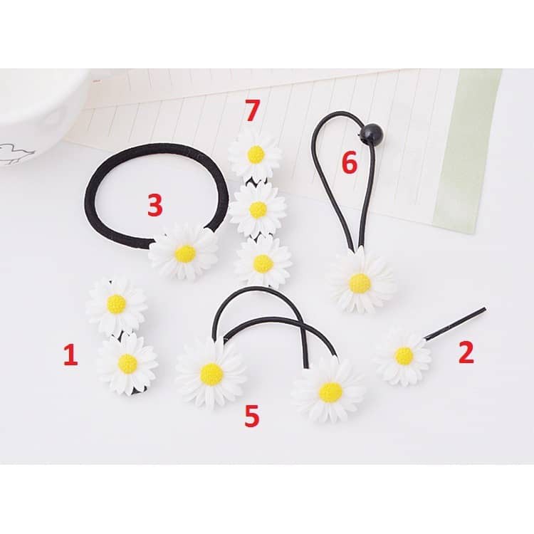 Kẹp tóc &amp; cột tóc hoa cúc trắng
