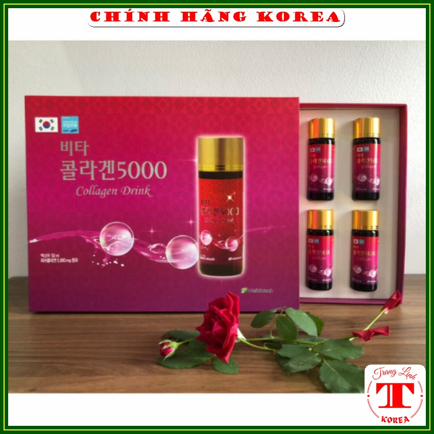 Nước uống đẹp da Collagen Vita 5000, hộp 10 chai - Nước uống Collagen bổ sung vitamin, đẹp da, chống lão hóa - tranglinh