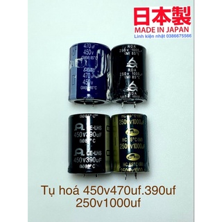 Tụ nguồn 250v 1000uf-450v 390uf-450v 1000uf side từ 30x36mm- 35x46mm là dòng tụ nhật có chất lượng cao
