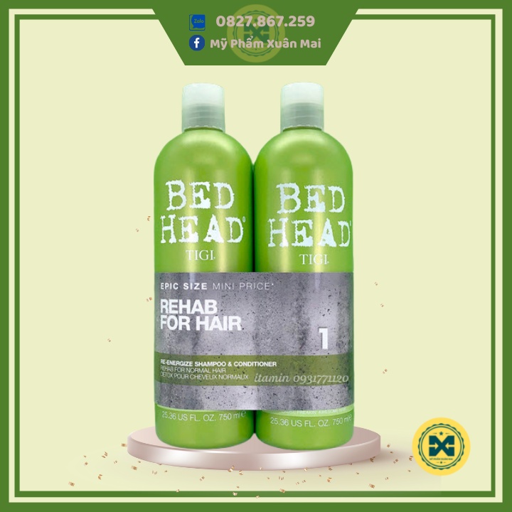 Bộ Gội Xả Bed Head Tigi xanh lá số 1 tái tạo sinh lực cho tóc dầu 750ml