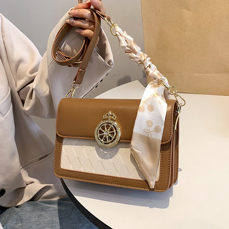 Túi Đeo Vai Hình Vuông Cỡ Nhỏ Màu Sắc Tương Phản Phong Cách Cổ Điển Thời Trang Cho Nữ