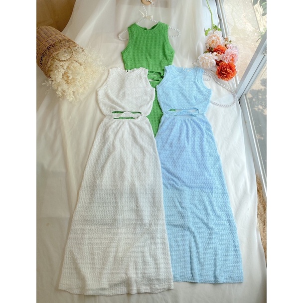 💕SET CHÂN VÁY ÁO CROP GÂN ĐAN CHÉO BỤNG ÔM BODY SEXY ĐI BIỂN ĐI CHƠI CỰC XINH💕GIMI