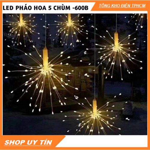 Dây đèn LED trang trí pháo hoa bộ 5 chùm, chống nước lắp ngoài trời, giáng sinh, noel, tết Giáng Sinh Độc Đá