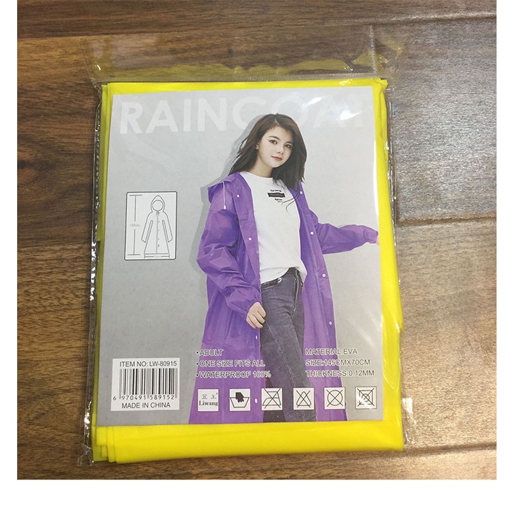 Áo Mưa Trong Suốt Tay Dài Có Mũ Trùm Cài Nút Có Thể Tái Sử Dụng Cho Người Lớn