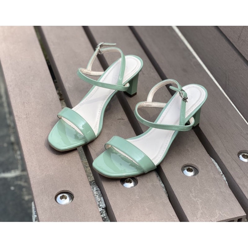Giày sandal nữ  7 phân quai ngang phối dây mảnh Annmodels kiểu dáng bassic _A10X