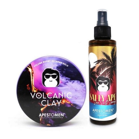 Sáp vuốt tóc nam Volcanic Clay , xịt tạo phồng Salty Ape Sea Salt Spray , giữ nếp tóc