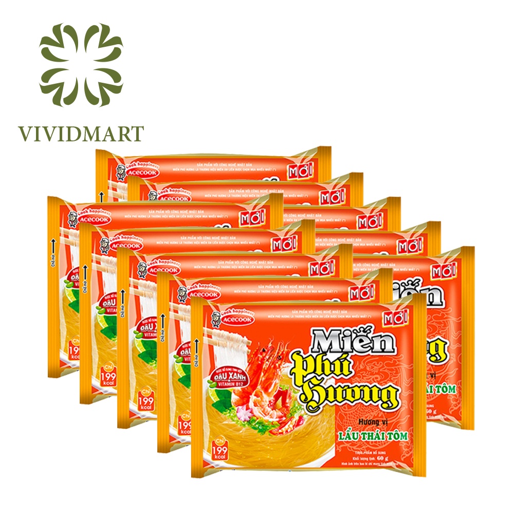 [Toàn quốc] [Combo 10 gói] MIẾN PHÚ HƯƠNG 5 VỊ: LẨU THÁI TÔM, SƯỜN HEO, THỊT BẰM, THỊT GÀ, THỊT HEO NẤU MĂNG – ACECOOK | BigBuy360 - bigbuy360.vn