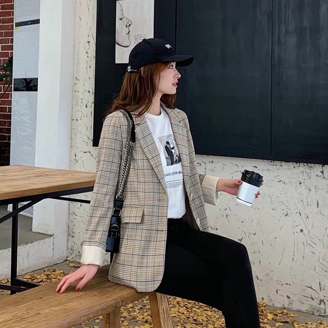 (Hàng Có Sẵn ) Áo Blazer kẻ mẫu mới 2020 (có ảnh chụp thật chất vải) | BigBuy360 - bigbuy360.vn