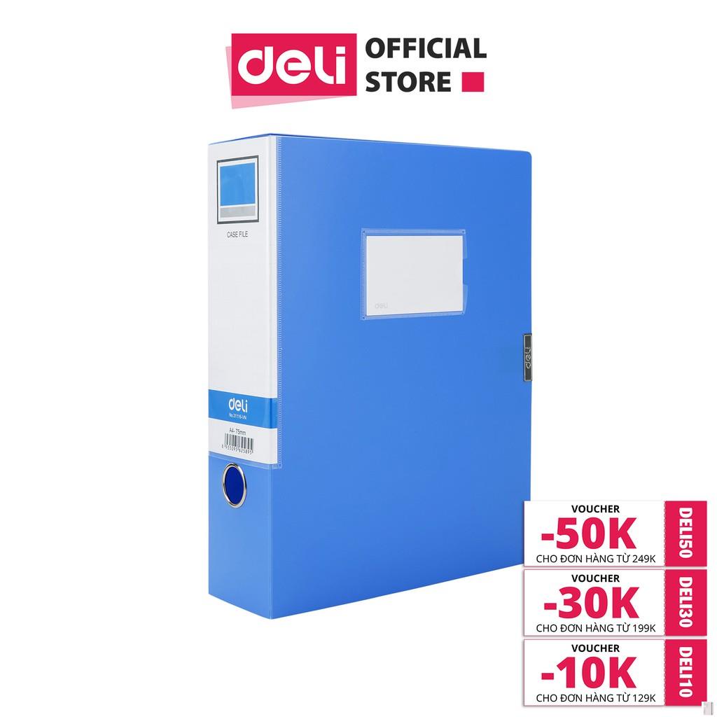 File hộp Deli - 5cm/7cm/10cm - chất liệu PP tốt - Xanh dương - 1 chiếc - W31115 / W31116 / W38117 - Deli