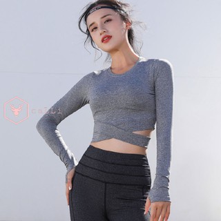 Áo tập gym nữ, áo tập yoga Croptop phong cách Hàn Quốc dài tay mới nhất co dãn 4 chiều