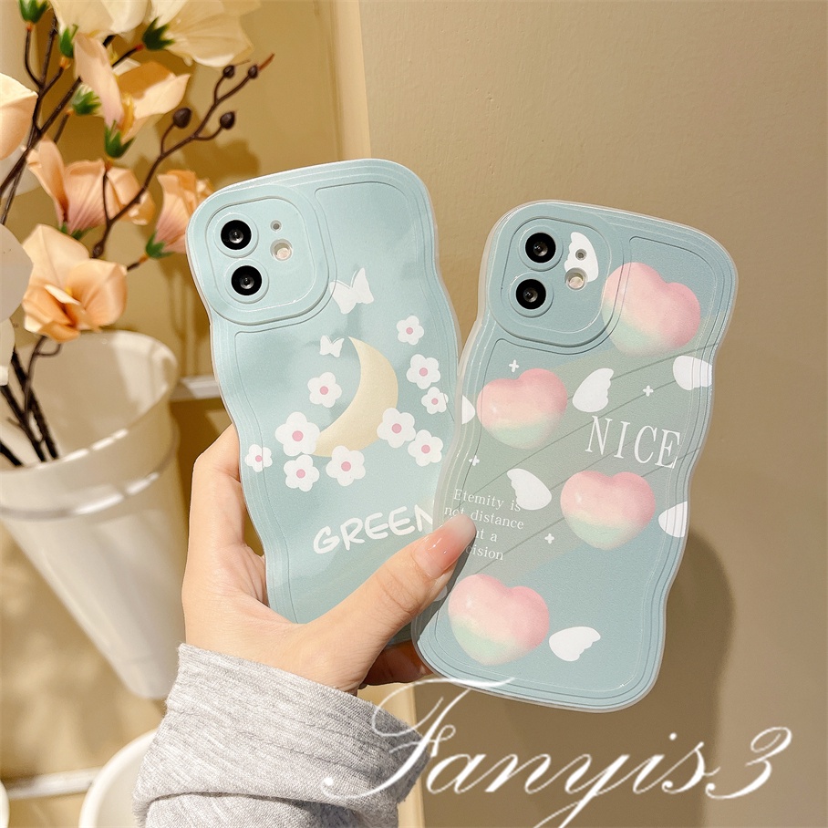 Ốp Điện Thoại TPU Mềm Họa Tiết Mặt Trăng / Trái Tim Gợn Sóng Cho iPhone 14 13 12 11 Pro Max X XR Xs Max 8 7 6 6s Plus SE 2020
