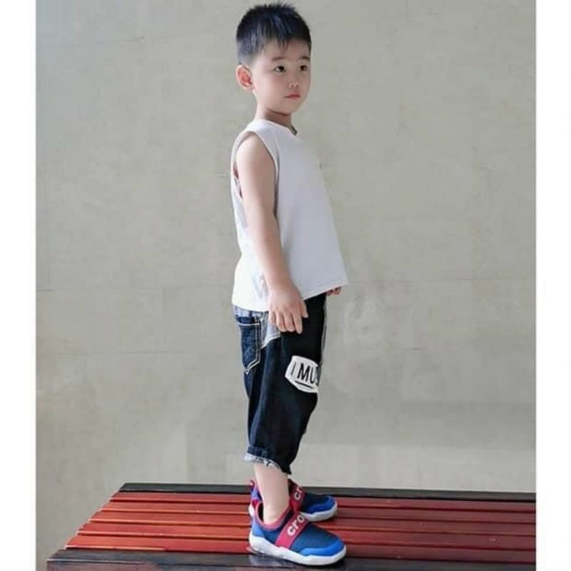 Giày vải cross easy slip on siêu nhẹ cho bé yêu màu xanh