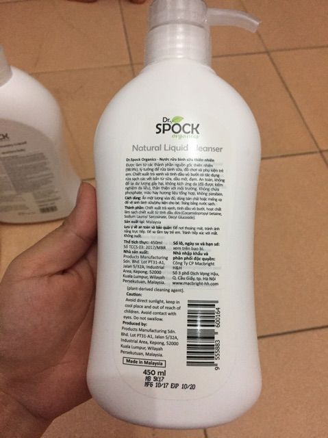 Nước rửa bình sữa organic chiết xuất thiên nhiên Dr. Spock 450ml